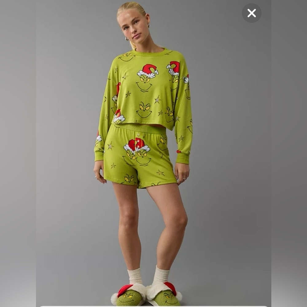 American Eagle Grinch Plush PJ Set